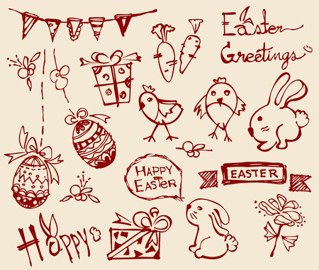  vector label elements of easter holidayのイラスト素材