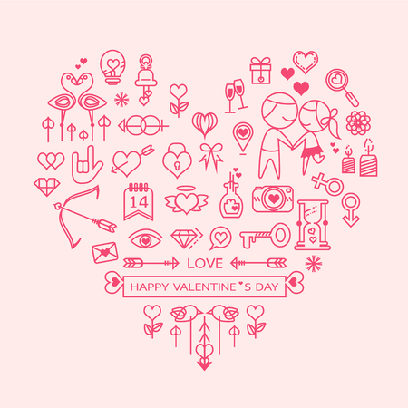 love heart vector. love outline icons set , vector illustrationのイラスト素材