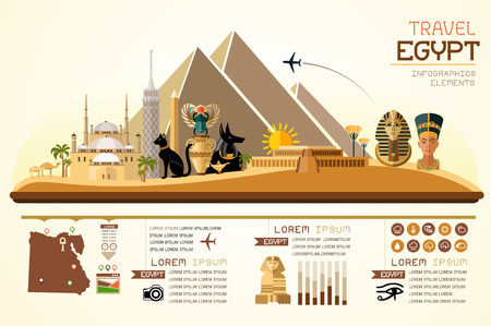 Info graphics travel and landmark egypt template design. Concept Vector Illustrationのイラスト素材