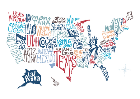 USA hand drawn map vector illustration, doodle vectorのイラスト素材