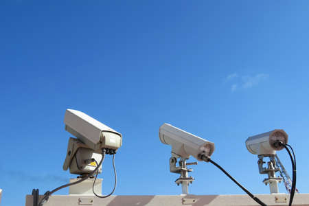 CCTV cameras installed in oil and gas plateform. The CCTV Security Camera operating. Camera video....