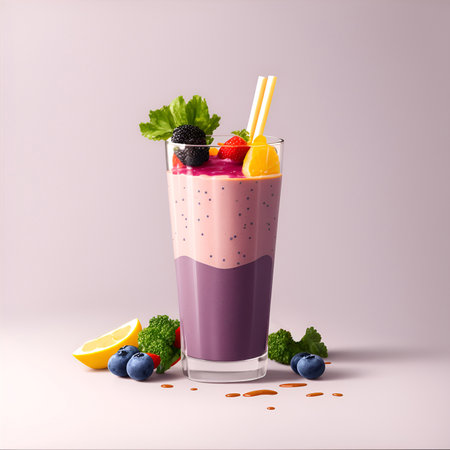 Berry detox cocktail with mix of vegetables and herbs, hand drawn vector illustration isolated on white background. Recipe of preparing detox smoothie drink.の素材