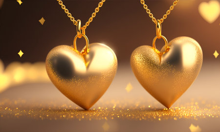 Gold heart shaped pendants. heart shape, Elegant Wedding pendants. Love photo. Wedding day. luxury engagement Gold pendants. Couple or two pendantsの素材