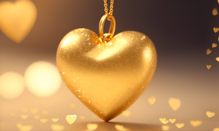 Gold heart shaped pendants. heart shape, Elegant Wedding pendants. Love photo. Wedding day. luxury engagement Gold pendants.の素材