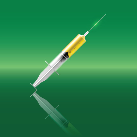 The basic Medical syringe on green background for vaccination.のイラスト素材