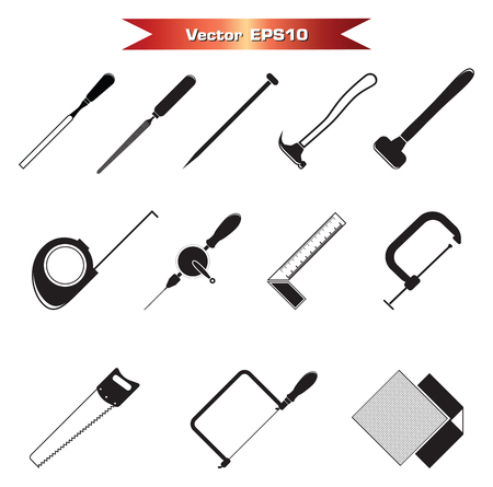 Basic carpenter tools icon for component and description work.のイラスト素材