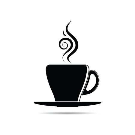 Hot espresso coffee drink with fresh. Coffee cup black and white icon.のイラスト素材