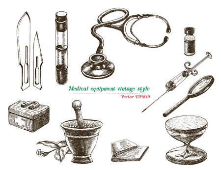 Medical equipment vintage styleのイラスト素材