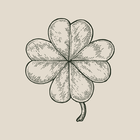 Clover leaf hand drawing vintage style isolate on white background,Happy and lucky day symbolのイラスト素材