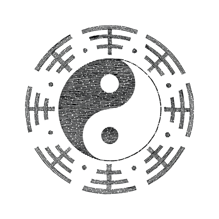 Yin Yang symbol for tattoo hand drawing vintageのイラスト素材