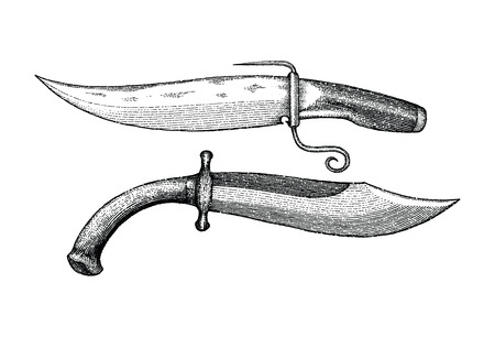 Vintage knife hand drawing engraving illustrationのイラスト素材