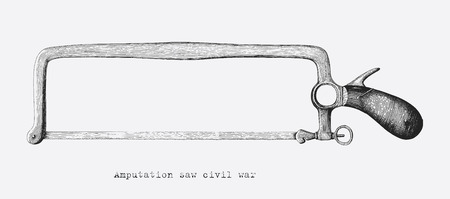 Amputation saw civil war hand drawing vintage style isolate on white backgroundのイラスト素材
