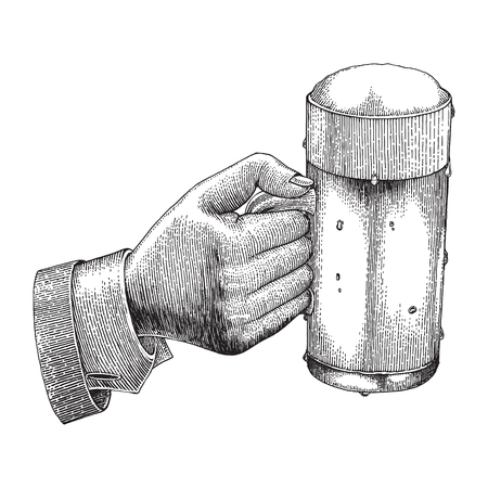 Beer drink,hand holding beer mug,Party backgroundのイラスト素材