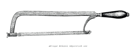 Antique medical amputation saw hand drawing vintage styleのイラスト素材
