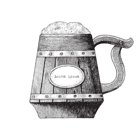 Beer mug hand drawing vintage styleのイラスト素材