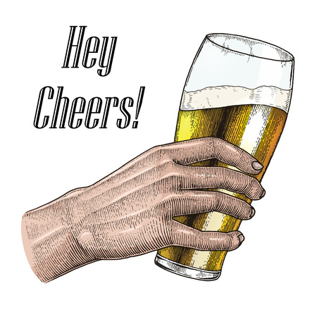Beer drink,hand holding beer mug,Party backgroundのイラスト素材