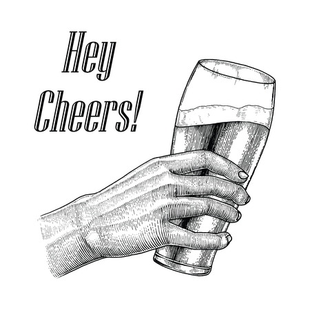 Beer drink,hand holding beer mug,Party backgroundのイラスト素材