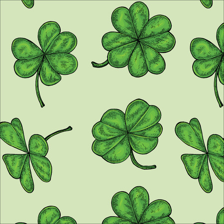 Clover leaf hand drawing vintage style isolate on white background,Happy and lucky day symbol,のイラスト素材