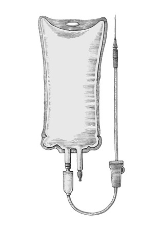 Intravenous infusion hand drawing vintage illustration