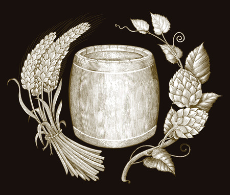 Beer logo hand drawing vintage engraving styleのイラスト素材