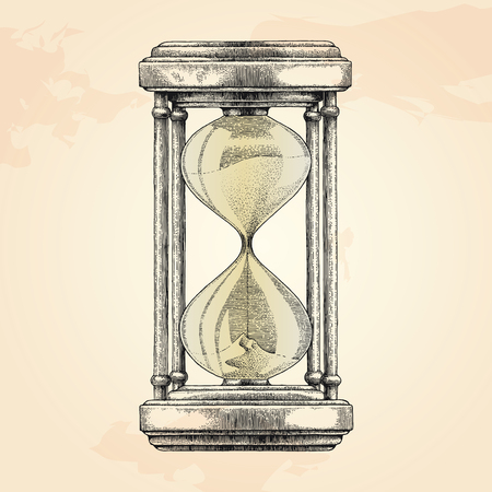 Hourglass hand drawing vintage styleのイラスト素材