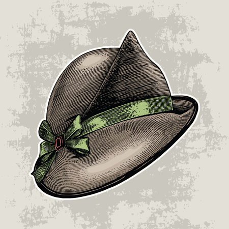 Vintage hat fashion hand drawing isolate on grunge backgroundのイラスト素材
