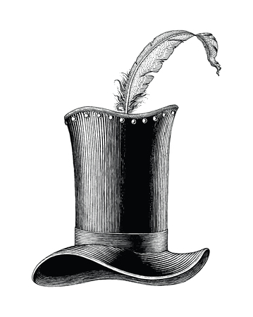 Vintage fashion hat hand drawn engraving illustrationのイラスト素材