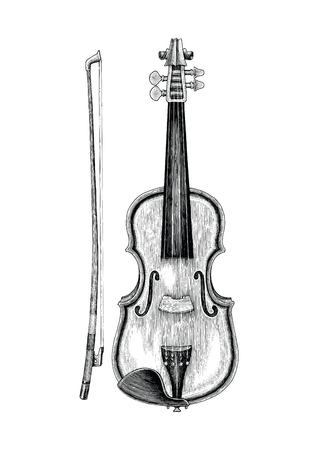 Violin hand skecth vintage styleのイラスト素材