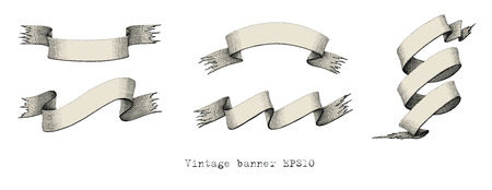 Vintage banners hand drawing engraving illustrationのイラスト素材