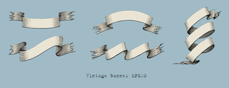 Vintage banners hand drawing engraving illustrationのイラスト素材