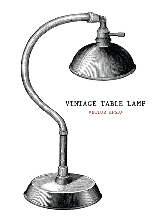 Vintage table lamp hand draw vintage engraving antique style isolated on white backgroundのイラスト素材