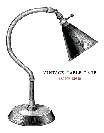 Vintage table lamp hand draw vintage engraving antique style isolated on white backgroundのイラスト素材