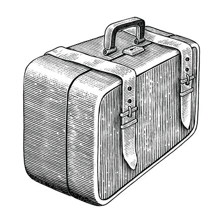 Vintage medical bag hand draw black and white clip art isolated on white backgroundのイラスト素材