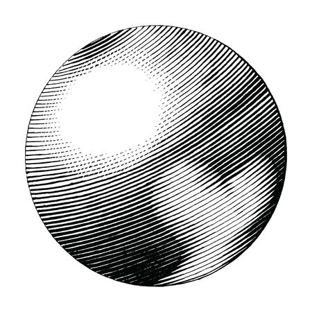 Pluto hand drawing vintage style black and white clipart isolated on white background. The planet in solar systemのイラスト素材