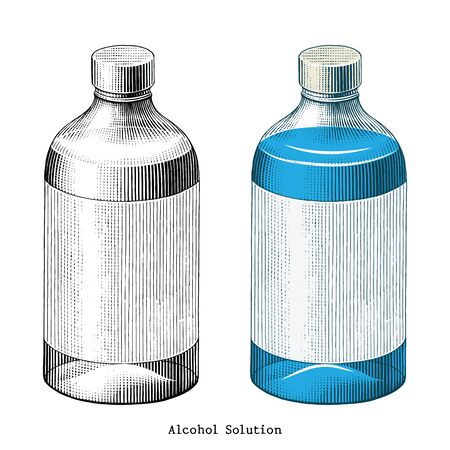 Alcohol solution hand draw vintage style clip art isolated on white backgroundのイラスト素材
