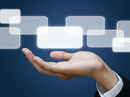 Business hand holding touchscreenの写真素材