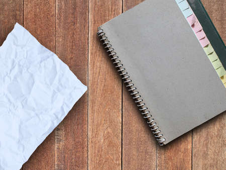 Crumple paper and note bookの写真素材