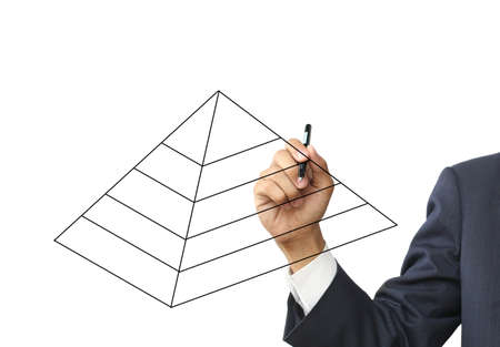 Businessman write pyramid diagram