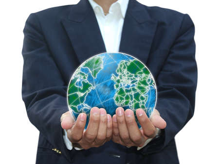 Man holding worldの写真素材