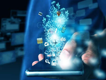 Hand holding technologyの写真素材