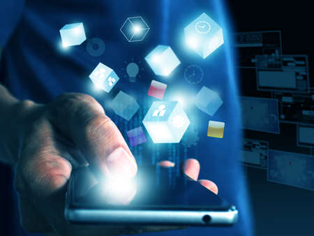 Hand holding technologyの写真素材