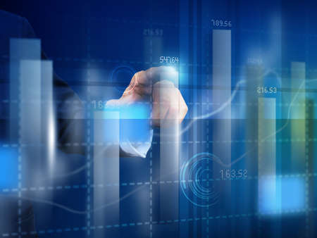 businessman press graph