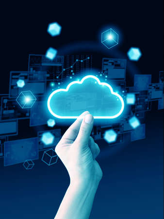 Hand hloding cloudの写真素材