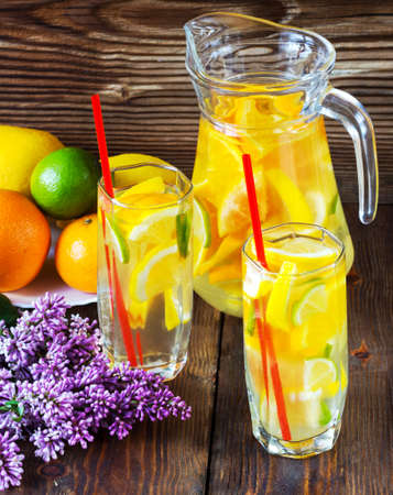 lemonade from a citrus on a wooden backgroundの写真素材