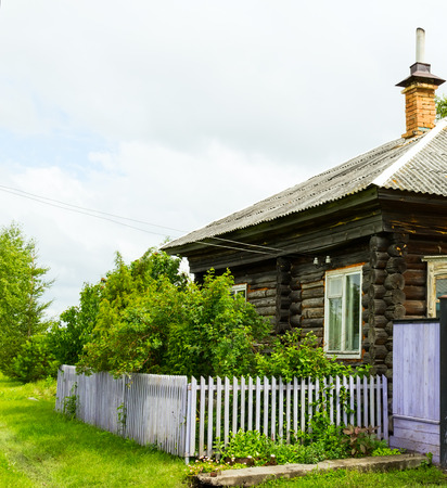 rural wooden house summer grassの写真素材