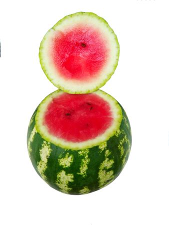 red watermelon isolated on whiteの写真素材