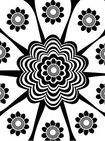 abstract flower in black and whiteのイラスト素材