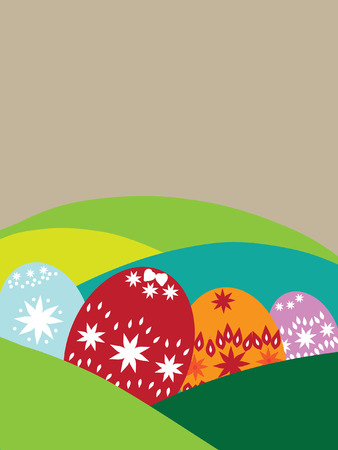 easter eggs in the gardenのイラスト素材