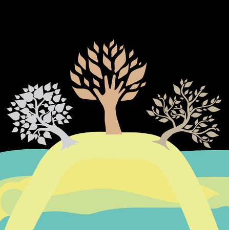 abstract trees in different colorsのイラスト素材