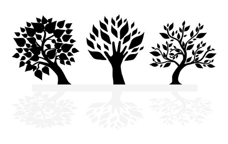 set of tree silhouettesのイラスト素材